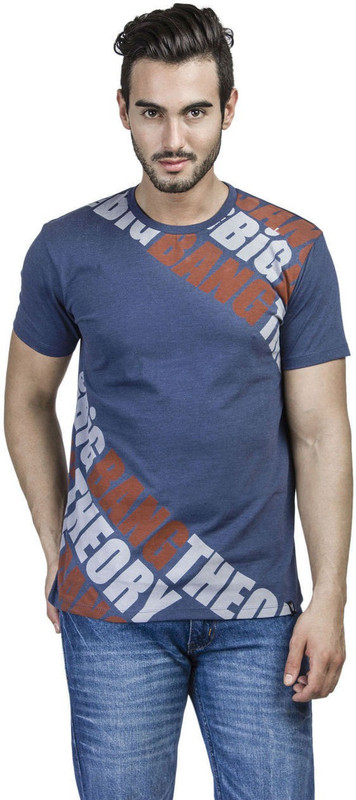 Big Bang Theory Printed Men Round or Crew Blue T-Shirt