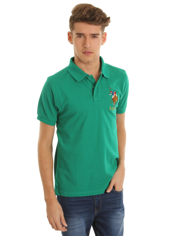 U.S. Polo Assn Solid Men Polo Neck Green T-Shirt