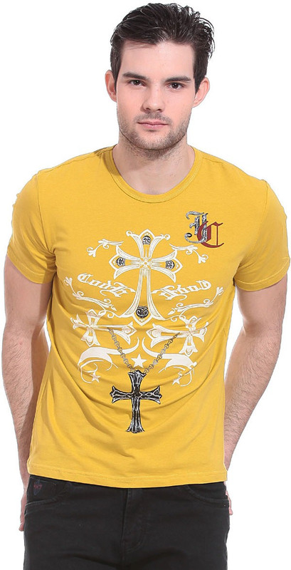 Saiints Printed Men Round Neck Yellow T-Shirt