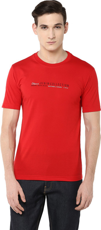 Okane Solid Men Round Neck Red T-Shirt