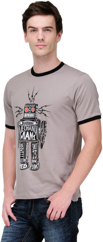 White Kalia Graphic Print Men Round Neck Grey T-Shirt White Kalia Graphic Print Men Round Neck Grey T-Shirt