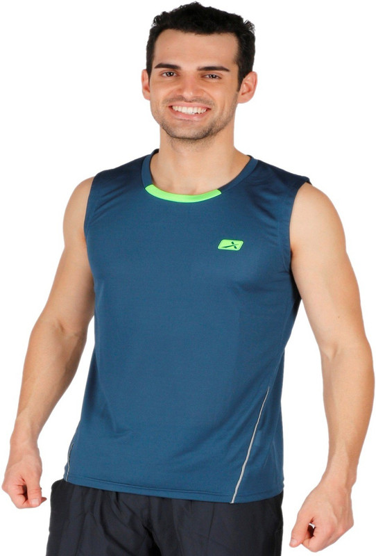 Vector X Solid Men Round Neck Dark Blue T-Shirt