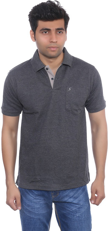 Studio Nexx Solid Men Polo Neck Grey T-Shirt