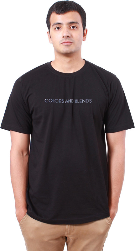 Colors & Blends Printed Men Round Neck Black T-Shirt Colors & Blends Printed Men Round Neck Black T-Shirt