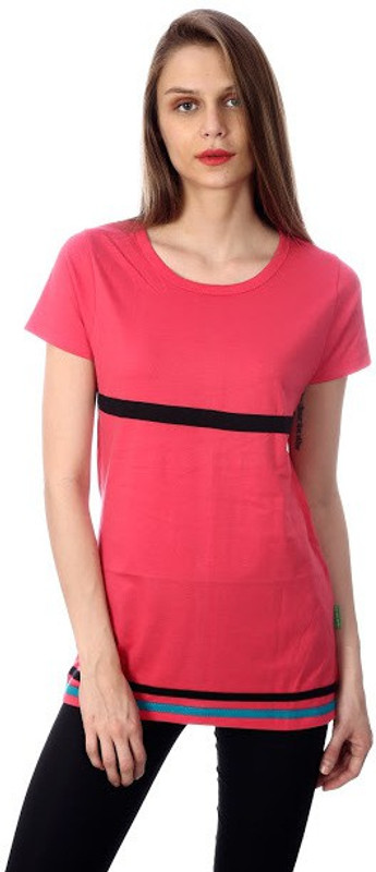 Goldstroms Color block Women Round Neck Pink T-Shirt