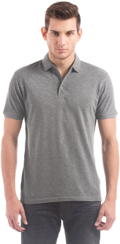 AleganT Solid Men Polo Neck Grey T-Shirt