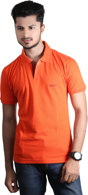 Spur Solid Men Polo Neck Orange T-Shirt