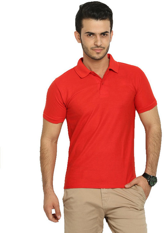 Merlin Solid Men Polo Neck Red T-Shirt Merlin Solid Men Polo Neck Red T-Shirt