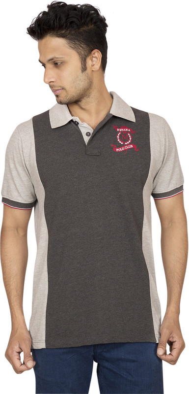 Red Line Solid Men Polo Neck Grey T-Shirt