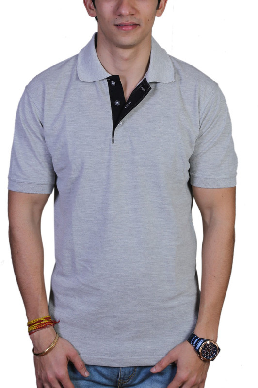 EPG Solid Men Polo Neck Grey T-Shirt