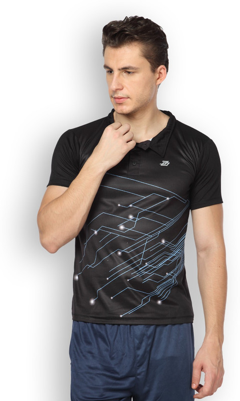 DIFFERENCE OF OPINION Graphic Print Men Polo Neck Black T-Shirt