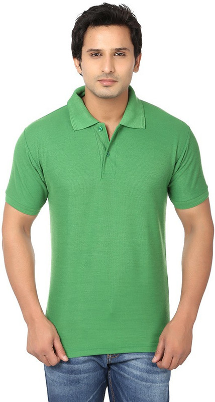 Keep Sake Solid Men Polo Neck Green T-Shirt