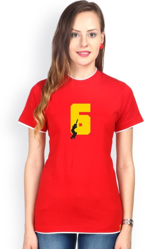 Campus Sutra Solid Women Round Neck Red T-Shirt