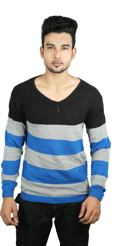 Spur Self Design Men V-neck Multicolor T-Shirt