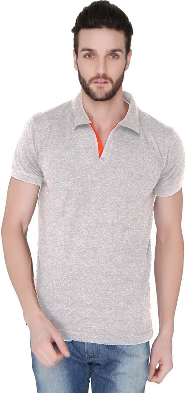 Joke Tees Solid Men Polo Neck Grey T-Shirt