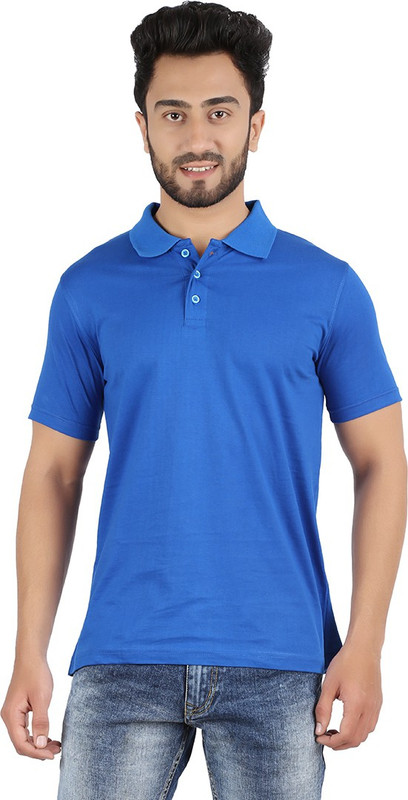 Ap'pulse Solid Men Round Neck Blue T-Shirt