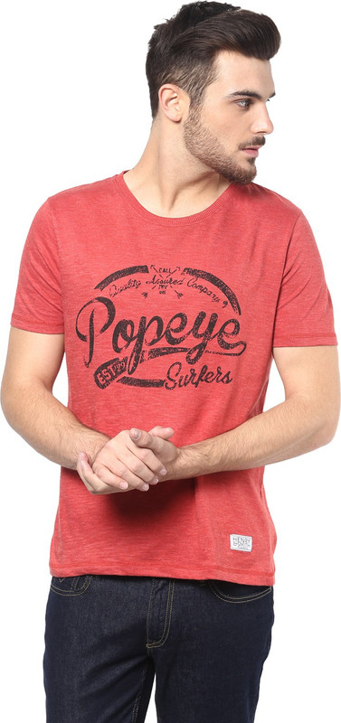 Henry and Smith Printed Men Round Neck Red T-Shirt Henry and Smith Printed Men Round Neck Red T-Shirt