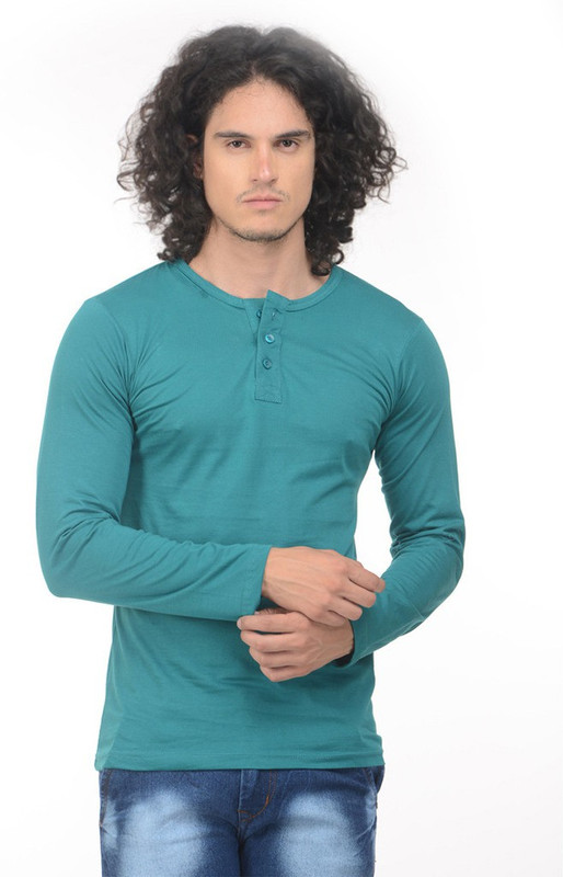 Gold Axe Solid Men Henley Green T-Shirt Gold Axe Solid Men Henley Green T-Shirt