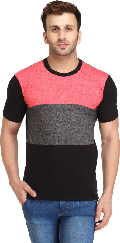 Leana Solid Men Round Neck Red, Grey, Black T-Shirt