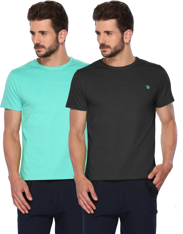 ONN Solid Men Round Neck Light Blue, Black T-Shirt(Pack of 2) ONN Solid Men Round Neck Light Blue, Black T-Shirt(Pack of 2)