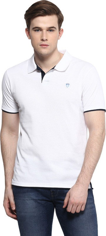 Ziera Solid Men Polo Neck White T-Shirt