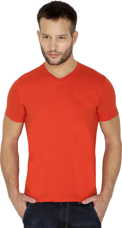 Pintapple Solid Men V-neck Red T-Shirt