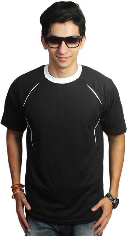 EPG Solid Men Round Neck Black T-Shirt