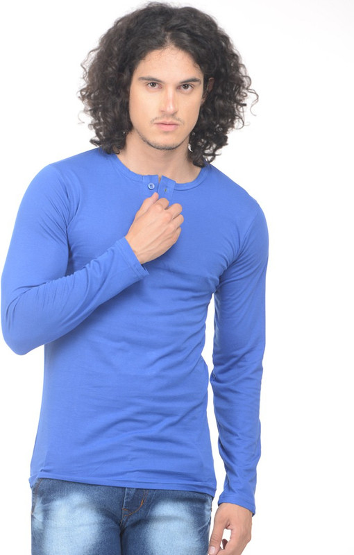 Gold Axe Solid Men Henley Blue T-Shirt Gold Axe Solid Men Henley Blue T-Shirt