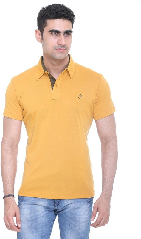 Colors & Blends Solid Men Polo Neck Yellow T-Shirt Colors & Blends Solid Men Polo Neck Yellow T-Shirt