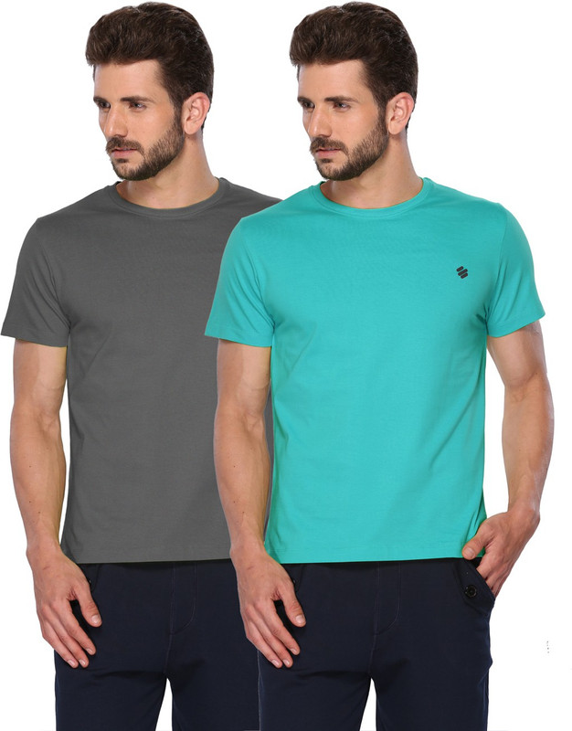 ONN Solid Men Round Neck Grey, Green T-Shirt(Pack of 2) ONN Solid Men Round Neck Grey, Green T-Shirt(Pack of 2)