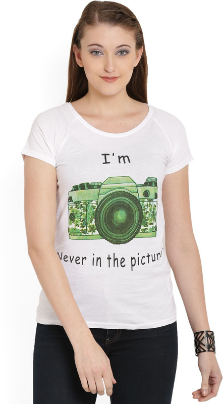 Jealous Printed Women Round Neck White T-Shirt