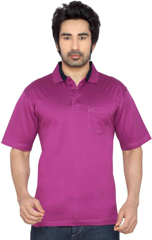 Thinc Solid Men Polo Neck Purple T-Shirt