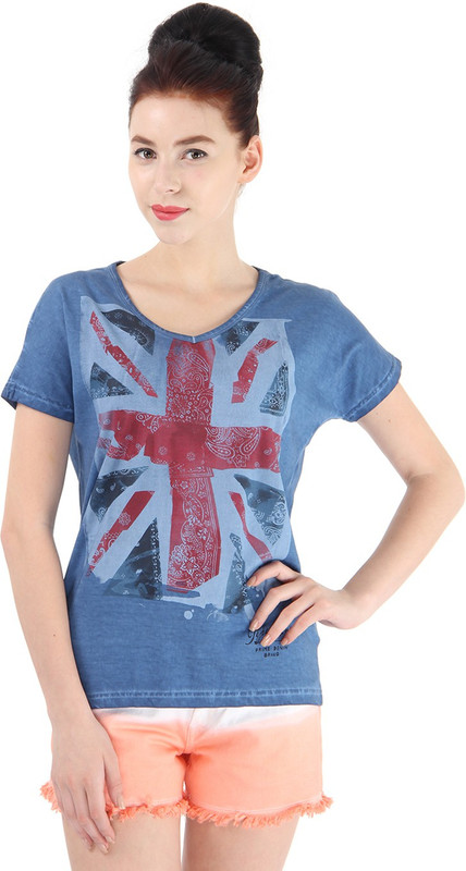 Pepe Jeans Printed Women V-neck Multicolor T-Shirt