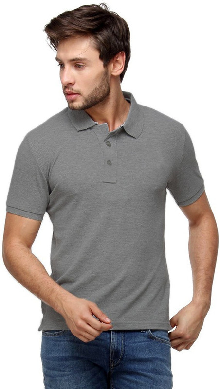 Gold Axe Solid Men Polo Neck Grey T-Shirt Gold Axe Solid Men Polo Neck Grey T-Shirt