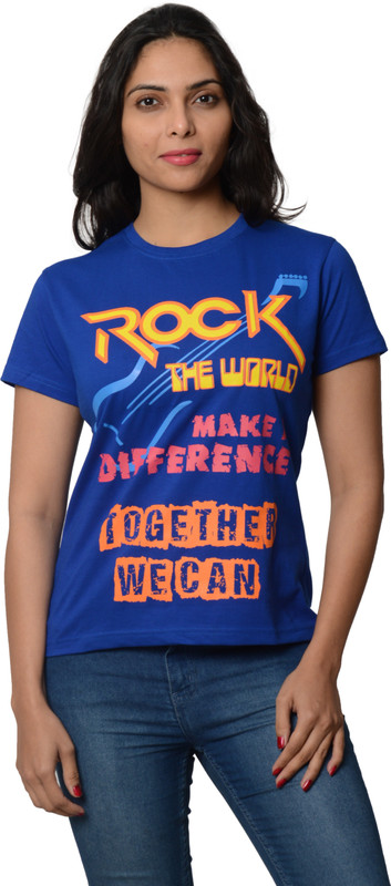 My Indian Dream Printed Women Round Neck Blue T-Shirt