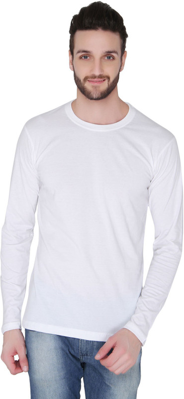 Joke Tees Solid Men Round Neck White T-Shirt