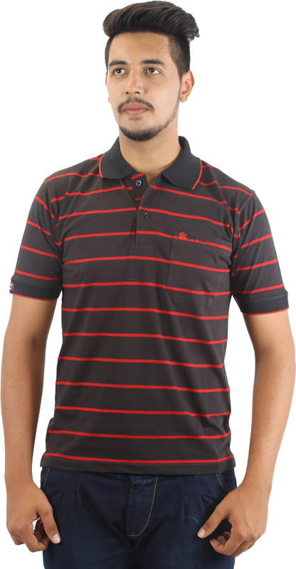 Go-on Solid Men Polo Neck Black T-Shirt