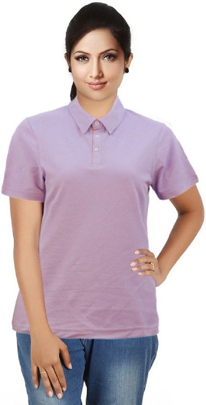 Kothari Solid Women Polo Neck Light Green T-Shirt