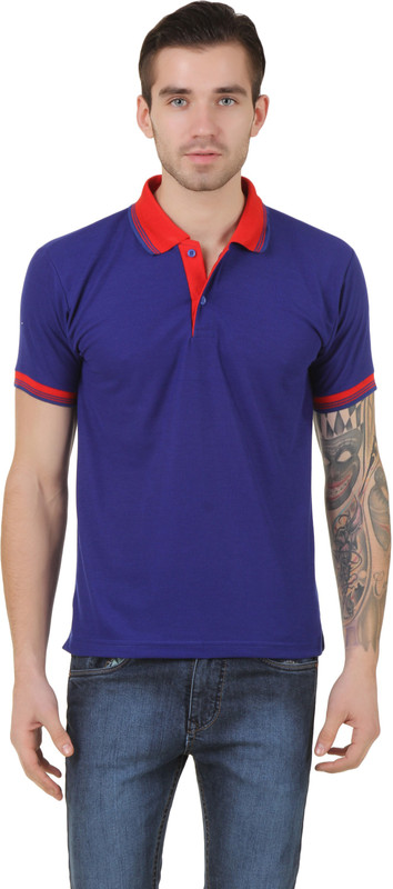 Eprilla Solid Men Polo Neck Blue T-Shirt