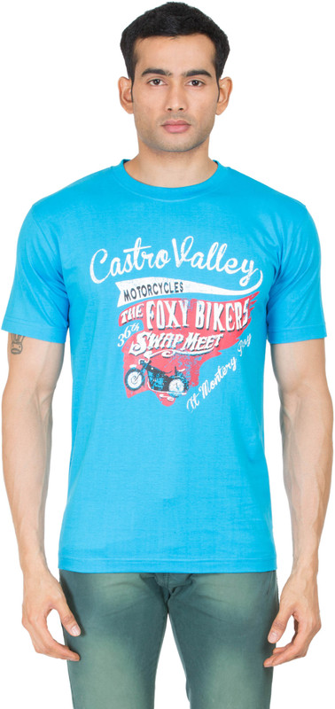 Winfield Printed Men Round Neck Blue T-Shirt