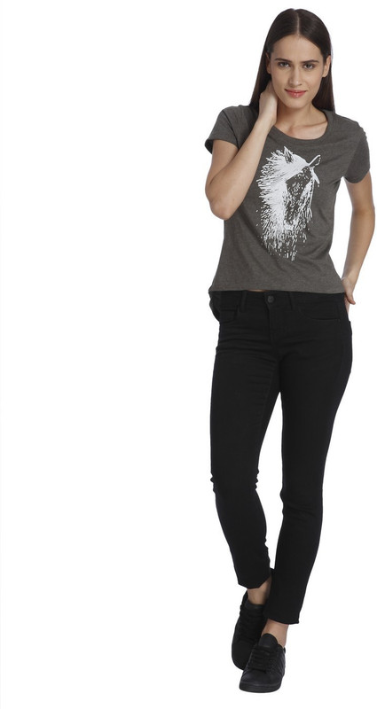 Vero Moda Printed Women Round Neck Green T-Shirt