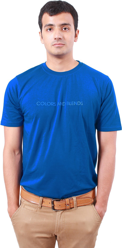 Colors & Blends Solid Men Round Neck Blue T-Shirt Colors & Blends Solid Men Round Neck Blue T-Shirt