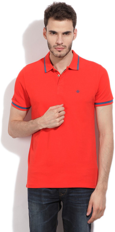 WROGN Solid Men Polo Neck Red T-Shirt