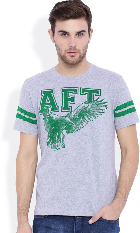 DIFFERENCE OF OPINION Printed Men Round Neck Grey T-Shirt