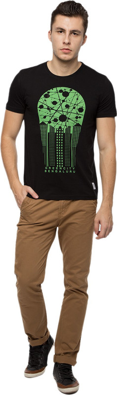 MyDesignersales Graphic Print Men Round Neck Black T-Shirt