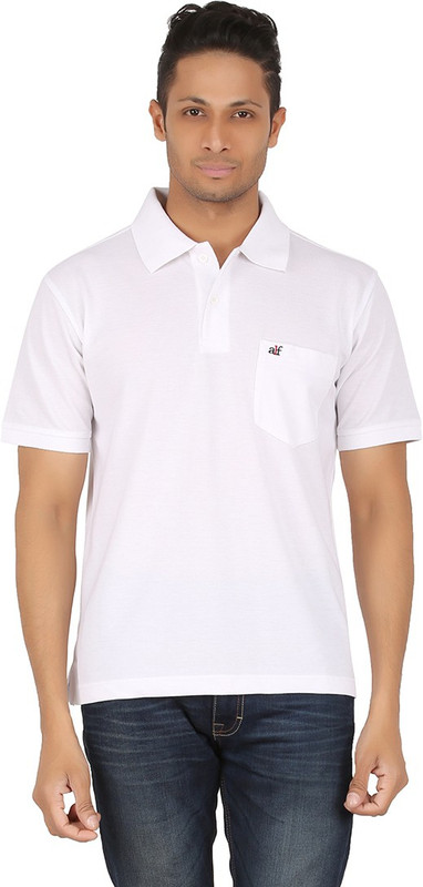 All Times Solid Men Polo Neck White T-Shirt