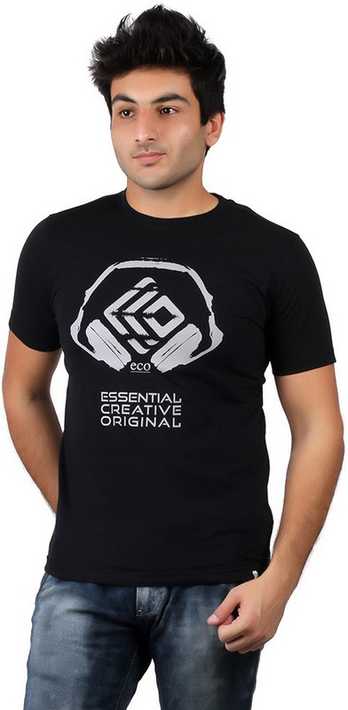 Numero Uno Graphic Print Men Round Neck Black T-Shirt