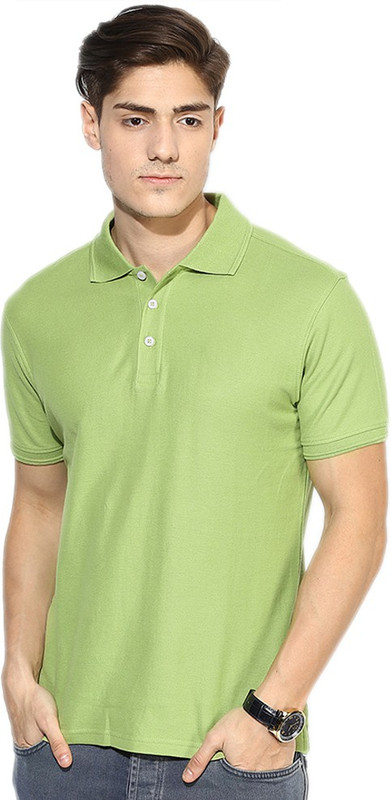 Go India Store Solid Men Polo Neck Light Green T-Shirt