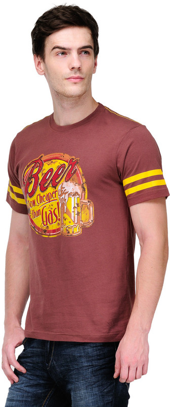 White Kalia Graphic Print Men Round Neck Brown T-Shirt White Kalia Graphic Print Men Round Neck Brown T-Shirt