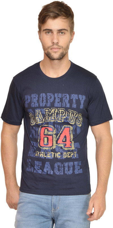 URBAN COLORS YUVA Printed Men Round Neck Blue T-Shirt